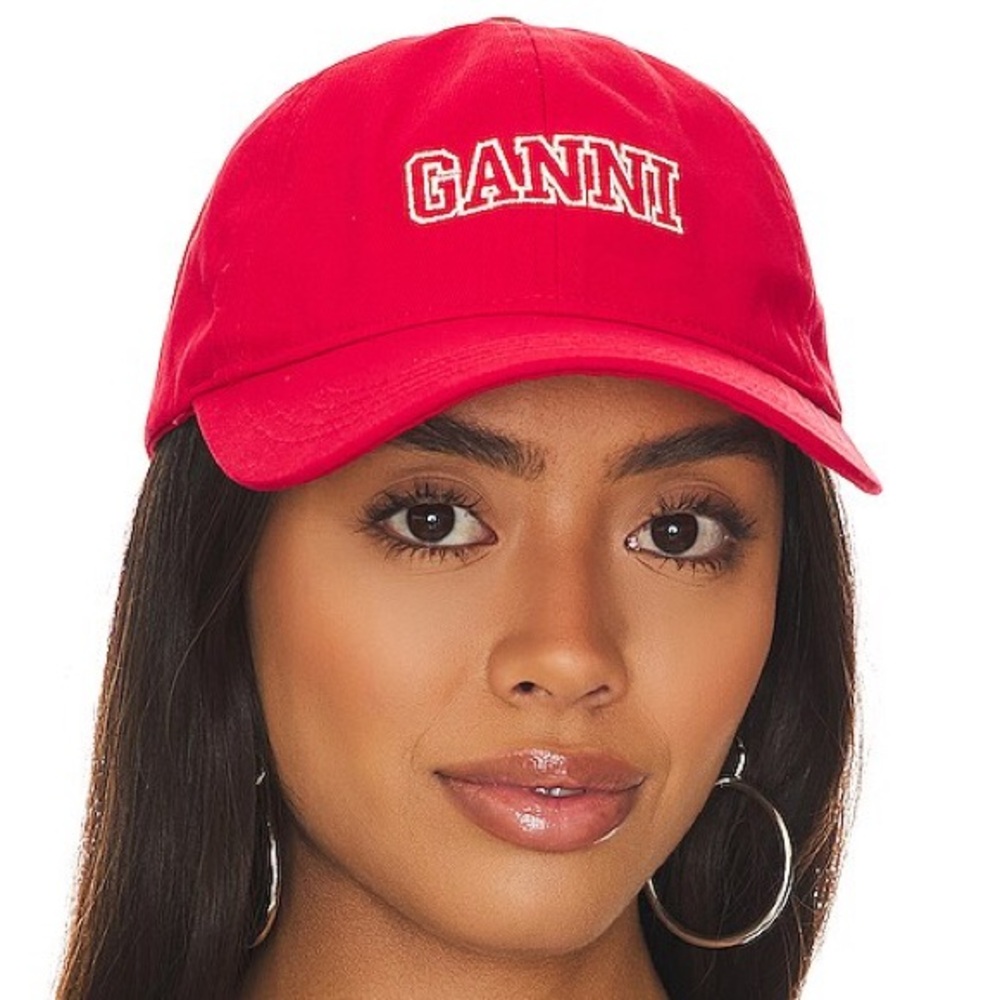 Red Ganni Baseball Cap